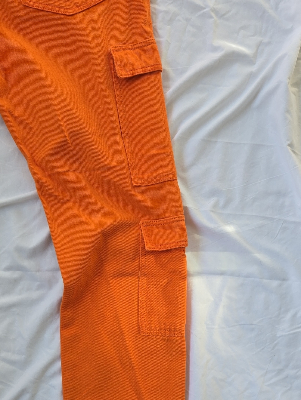 Men's Funky Jeans 2 Tone, One Leg Orange, Other Leg Green Camo Front/Back, - Picture 9 of 9